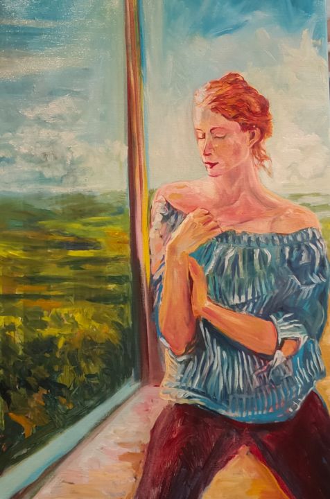 Ζωγραφική με τίτλο "Jeune femme" από Marie-France, Αυθεντικά έργα τέχνης, Λάδι