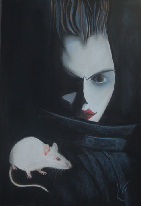 Drawing titled "Ma punk et son peti…" by Mary, Original Artwork, Pastel