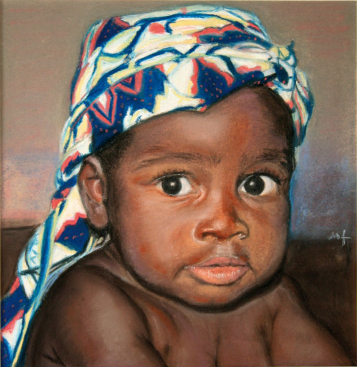 Peinture intitulée "Enfant" par Marie-France Ribardière, Œuvre d'art originale, Pastel