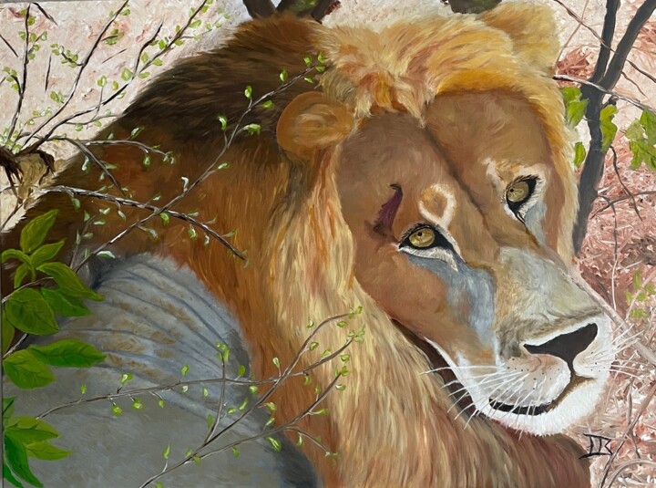 Painting titled "Safari en Afrique" by Marie France Saunard (Rêves et couleurs), Original Artwork, Oil