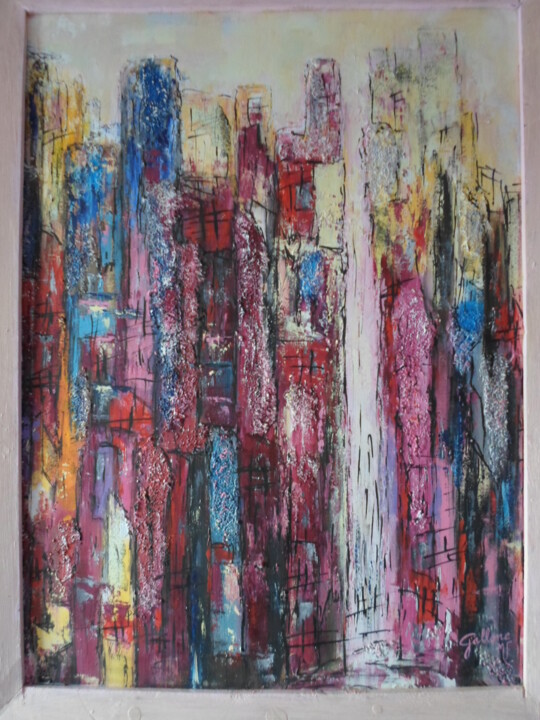 Painting titled "America" by Marie-Françoise Gallone, Original Artwork, Acrylic Mounted on Wood Stretcher frame