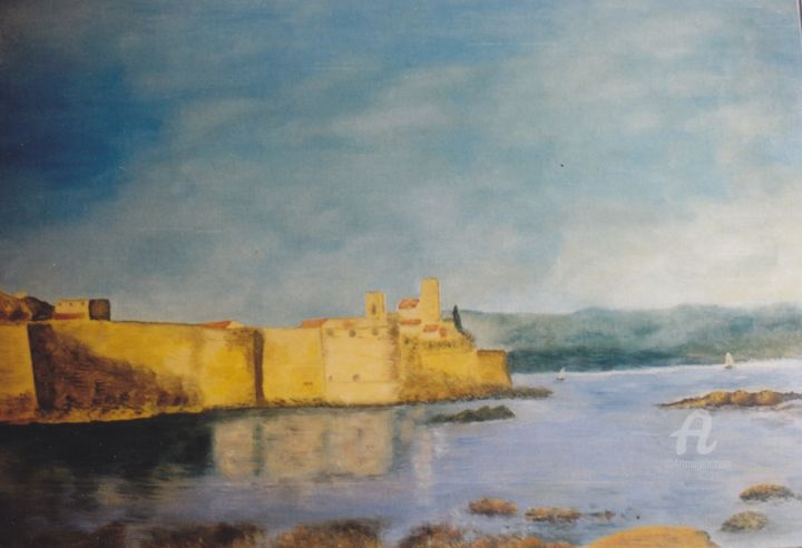 Peinture intitulée "copie-port-d'Antibe…" par Marie Kerjean, Œuvre d'art originale, Huile