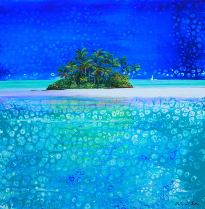 Peinture intitulée "île de rêve" par Marie-Françoise Le Néen, Œuvre d'art originale, Acrylique