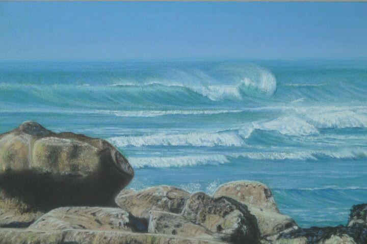 Dibujo titulada "Pointe de la Torche" por Marie-Françoise Le Néen, Obra de arte original, Pastel