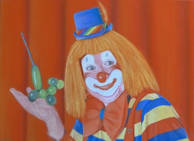 Dessin intitulée "Le clown" par Marie-Françoise Le Néen, Œuvre d'art originale, Pastel