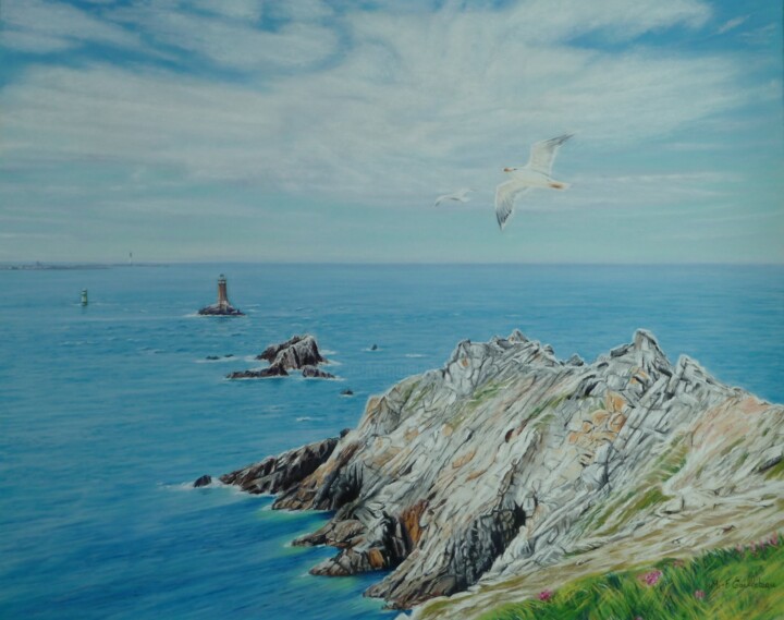 Drawing titled "Survol à la Pointe…" by Marie-Françoise Le Néen, Original Artwork, Pastel