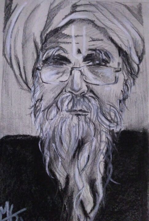 Drawing titled "Asie 3" by Marie G, Original Artwork, Charcoal