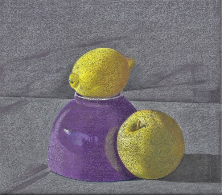 Desenho intitulada "NATURE MORTE AUX CI…" por Marie-Hélène Ransan, Obras de arte originais, Lápis