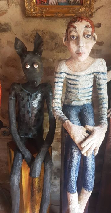 Sculptuur getiteld "charalou et momo so…" door Marie Helene Roger, Origineel Kunstwerk