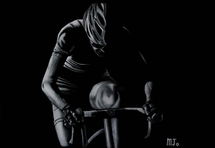 Pittura intitolato "Cycliste" da Marie-Jo Coutin, Opera d'arte originale, Acrilico