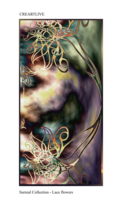 Digital Arts titled "Lace flower" by Creartlive, Original Artwork, Digital Painting