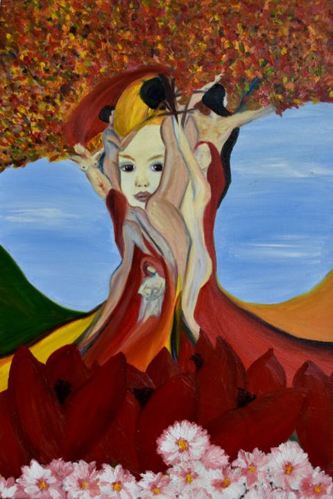Pittura intitolato "Tree of Life" da Marie-Jose Ged, Opera d'arte originale, Olio