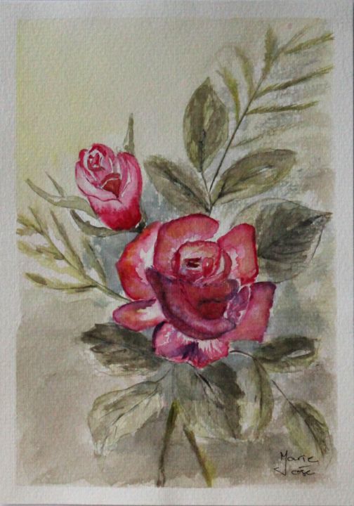 Peinture intitulée "Quelques roses" par Marie-José Longuet, Œuvre d'art originale, Aquarelle