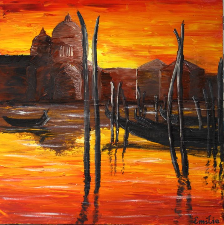 Peinture intitulée "Venise" par Marie-José Longuet, Œuvre d'art originale, Huile
