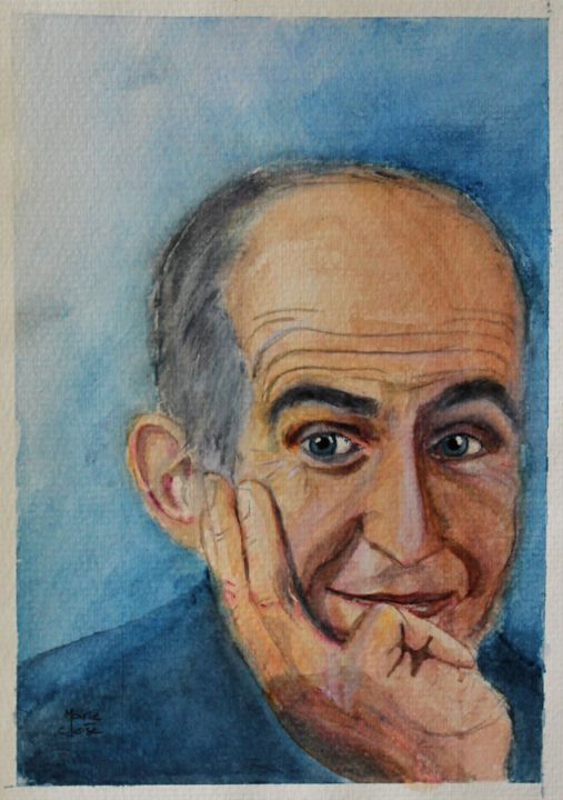 Peinture intitulée "Louis de Funes" par Marie-José Longuet, Œuvre d'art originale, Aquarelle