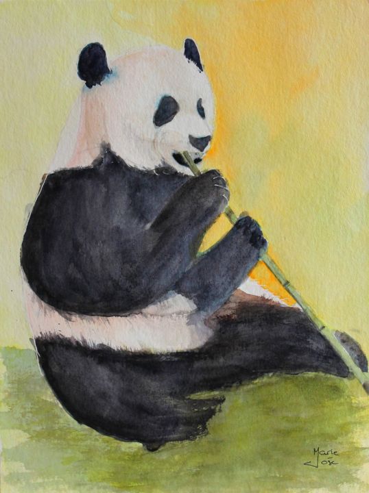 Peinture intitulée "Panda" par Marie-José Longuet, Œuvre d'art originale, Aquarelle