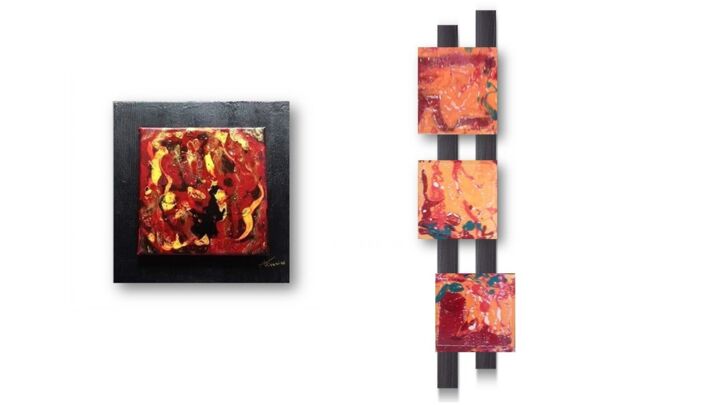 Painting titled "Abstrait 3" by Alizarine, Original Artwork, Acrylic Mounted on Wood Stretcher frame