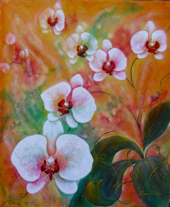 "Orchidées blanches" başlıklı Tablo Marie Landreau tarafından, Orijinal sanat, Petrol