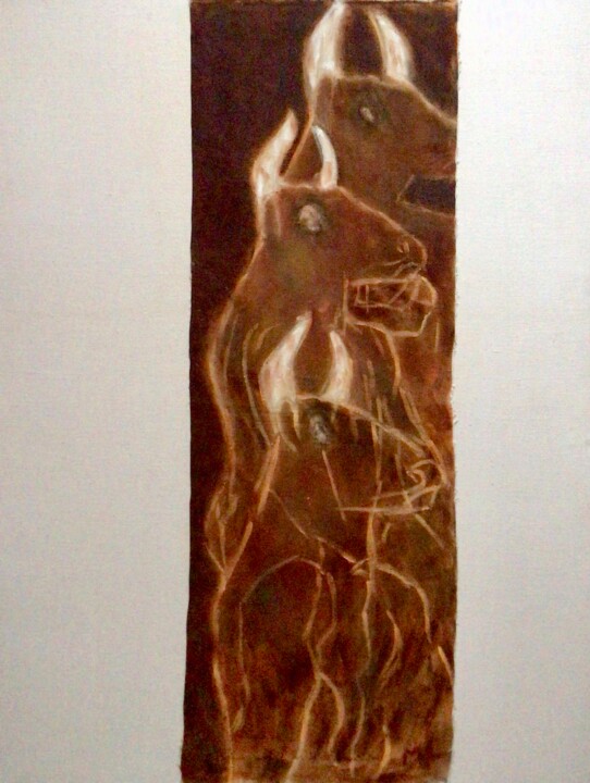 Pintura titulada "Minotaure en Miroir" por Marie Laniepce, Obra de arte original, Oleo
