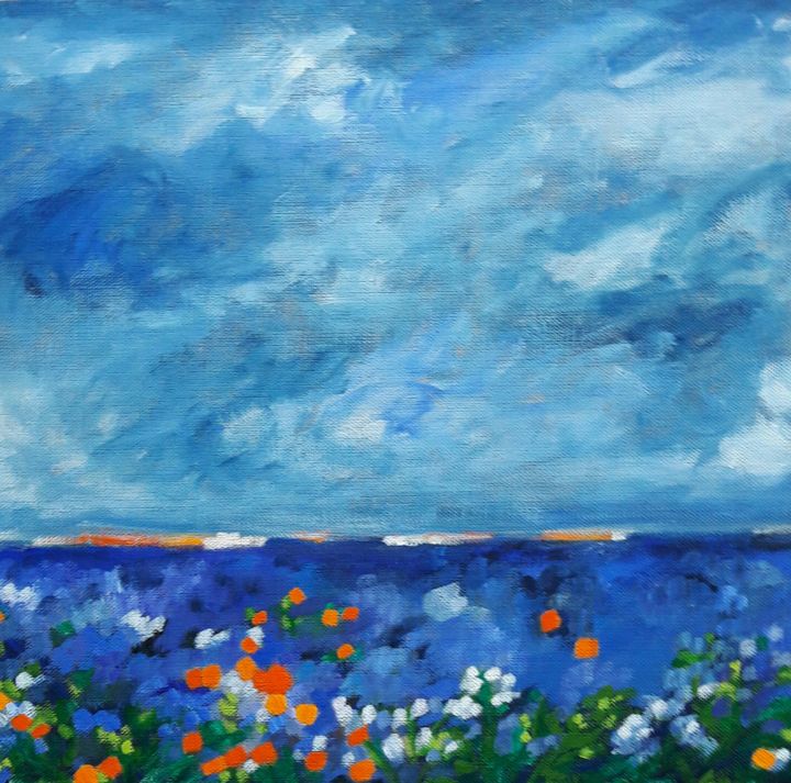 Peinture intitulée "bleu-2017" par Marie Leddet, Œuvre d'art originale, Gouache