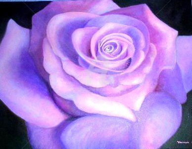 Painting titled "La Rose" by Marie-Line Vasseur, Original Artwork, Oil