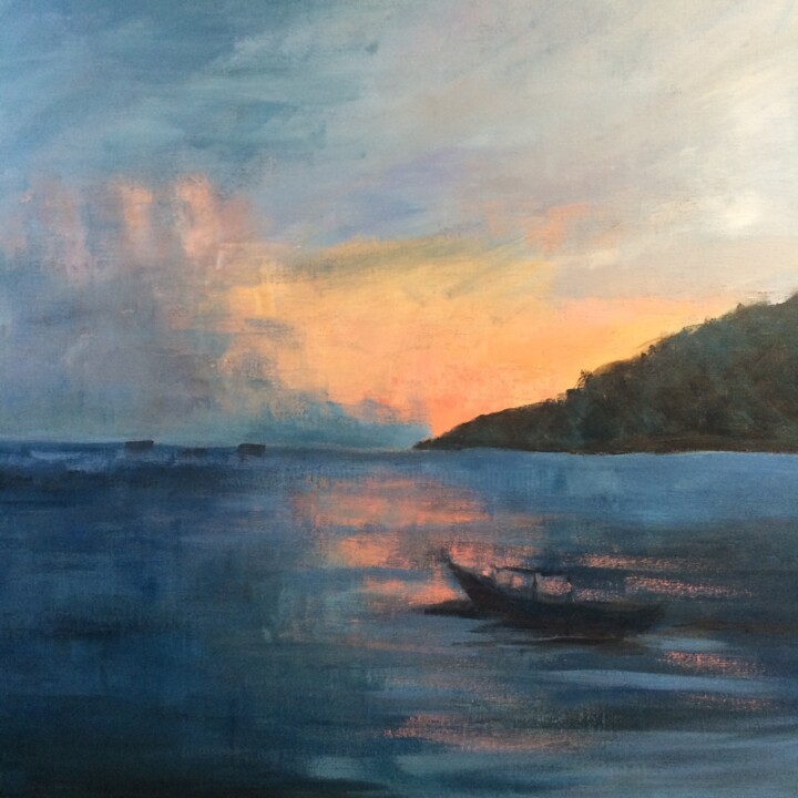 Peinture intitulée "Soleil couchant" par Marie Lorraine Papelier, Œuvre d'art originale, Acrylique