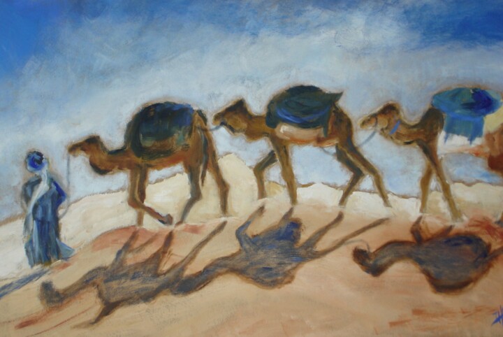 Painting titled "La caravane" by Marie Lorraine Papelier, Original Artwork
