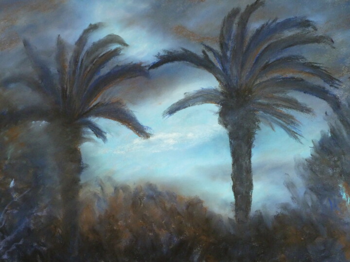 Painting titled "un soir d'été au Ca…" by Marie Lorraine Papelier, Original Artwork, Pastel Mounted on Wood Panel