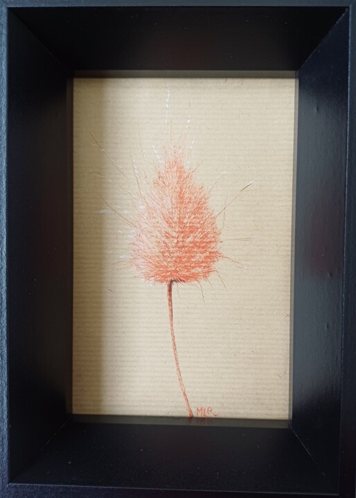 图画 标题为“Chaton à la sanguine” 由Marie Luce Roussel, 原创艺术品, 铅笔 安装在木质担架架上