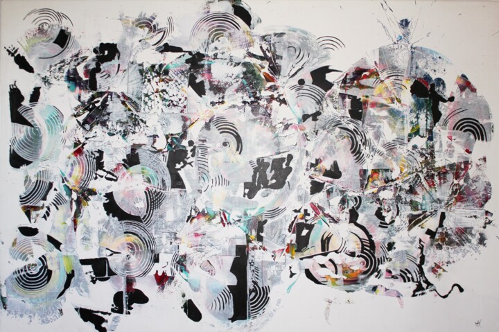 Картина под названием "New paradigmes" - Marie Martine, Подлинное произведение искусства, Акрил Установлен на Деревянная рам…