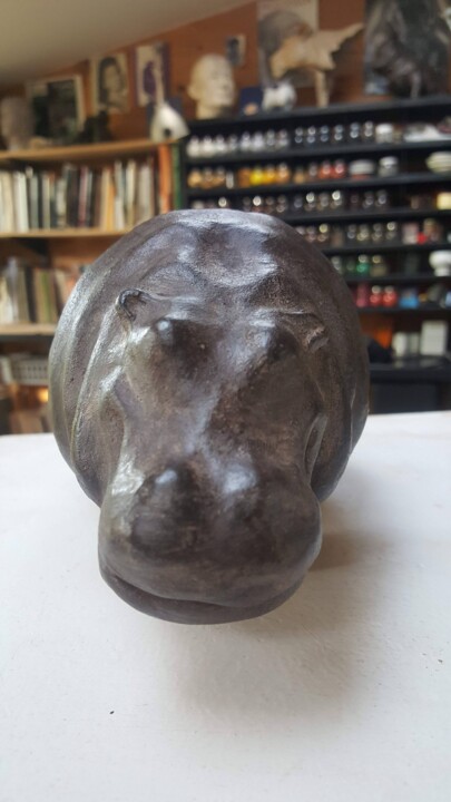 Sculpture titled "HIPPOPOTAME" by Marie-Michèle Rouchon, Original Artwork, Clay