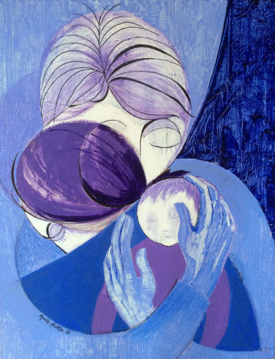 Painting titled "Bulle familiale" by Marie-Noëlle Gagnan, Original Art, Acrylic