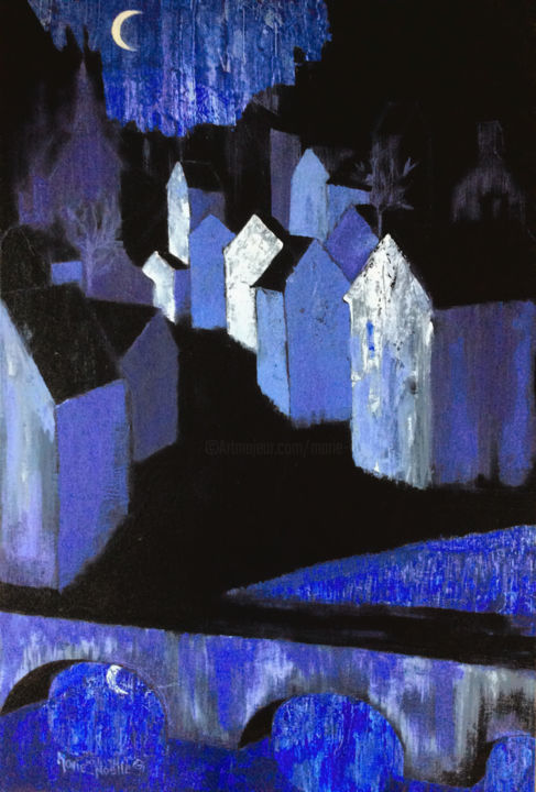 Painting titled "quartier" by Marie-Noëlle Gagnan, Original Art, Acrylic