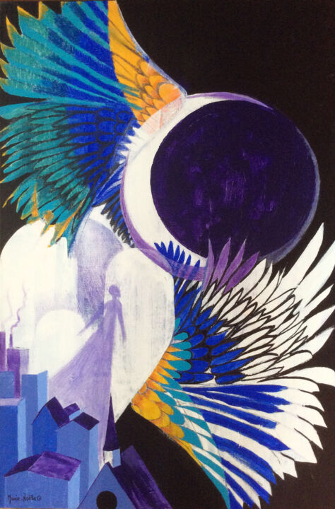 Painting titled "Des ailes pour rêver" by Marie-Noëlle Gagnan, Original Artwork, Acrylic