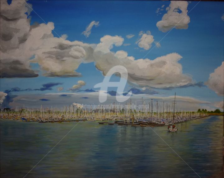 Painting titled "Le port de Saint Va…" by Marie-Noëlle Amiot, Original Artwork, Acrylic