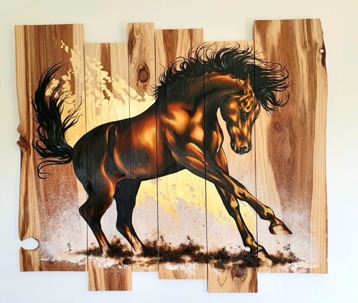 Painting titled "Thunderbolt" by Marie-Noëlle Brelivet, Original Artwork, Acrylic Mounted on Wood Stretcher frame