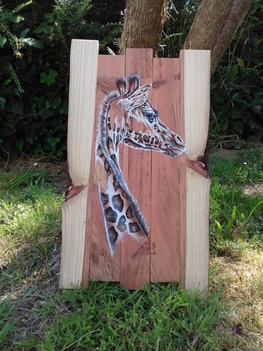 Painting titled "GIRAFFA" by Marie-Noëlle Brelivet, Original Artwork, Acrylic