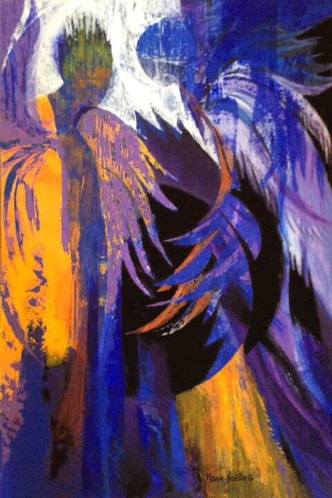 Painting titled "des ailes et des an…" by Marie-Noëlle Gagnan, Original Artwork, Acrylic