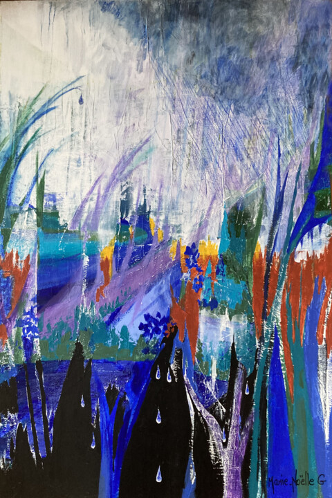 Schilderij getiteld "Après la pluie" door Marie-Noëlle Gagnan, Origineel Kunstwerk, Acryl