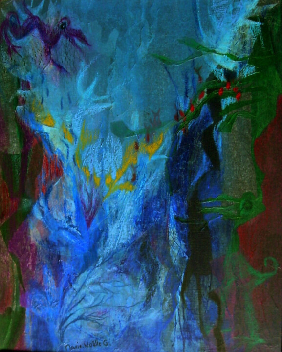 Painting titled "silence bleu" by Marie-Noëlle Gagnan, Original Artwork