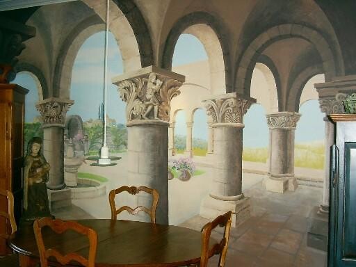 Painting titled "cloître" by Marie-Noëlle Gagnan, Original Artwork, Oil