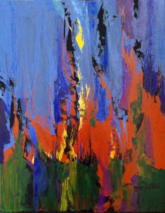 Painting titled "danse-le-feu.jpg" by Marie-Noëlle Gagnan, Original Artwork