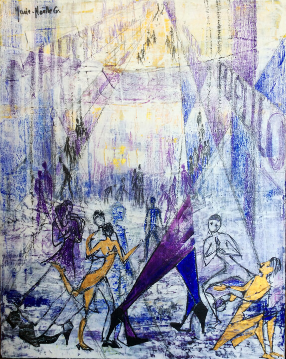 Pittura intitolato "joie urbaine.jpg" da Marie-Noëlle Gagnan, Opera d'arte originale, Acrilico