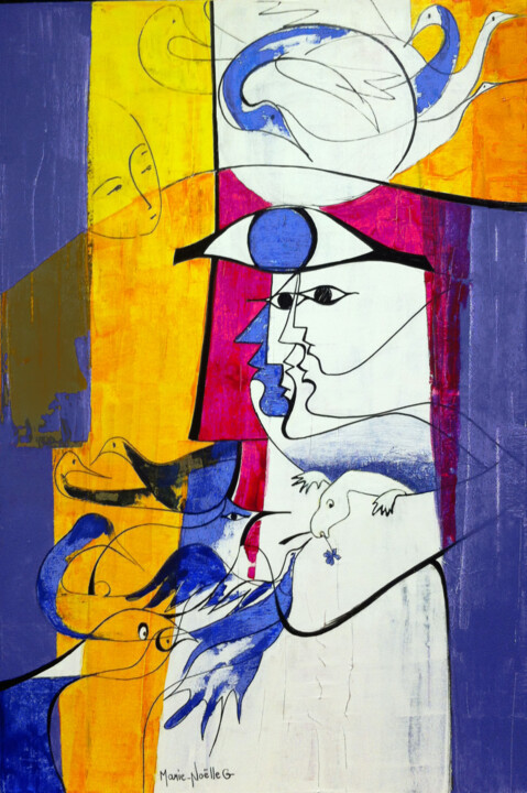 Pittura intitolato "veille" da Marie-Noëlle Gagnan, Opera d'arte originale, Acrilico