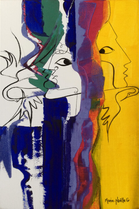 Malerei mit dem Titel "dialogue de sourd" von Marie-Noëlle Gagnan, Original-Kunstwerk, Acryl