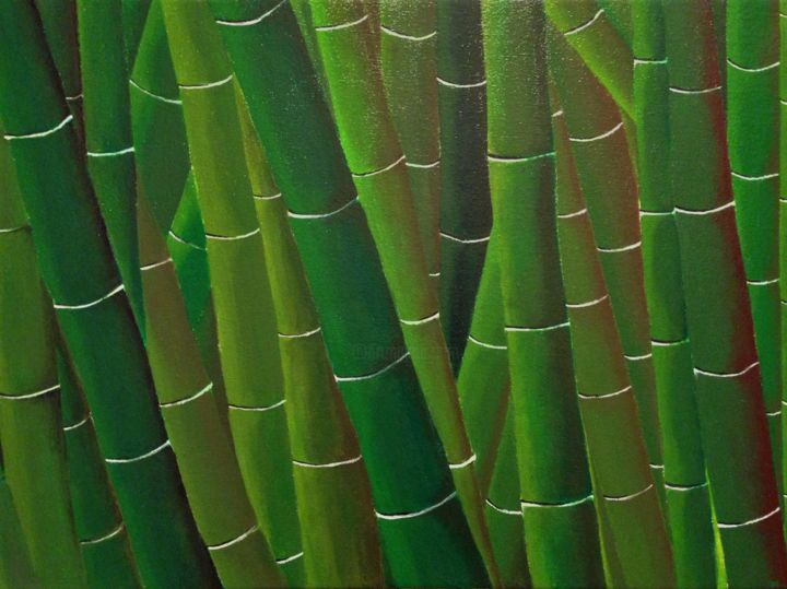 Peinture intitulée "Bambous" par Marie Normand, Œuvre d'art originale, Acrylique