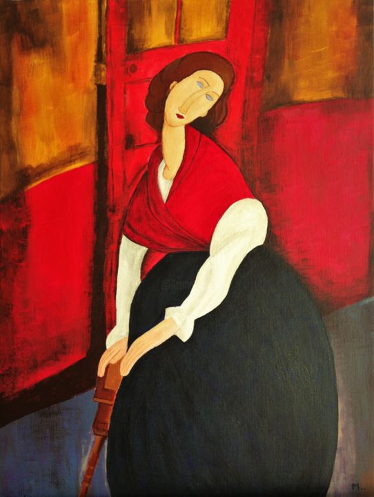 Painting titled "Jeanne Hébuterne" by Marie Normand, Original Artwork, Acrylic