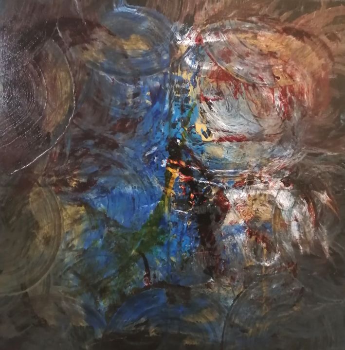 Peinture intitulée "Au commencement" par Marie-Odile Alba, Œuvre d'art originale, Acrylique