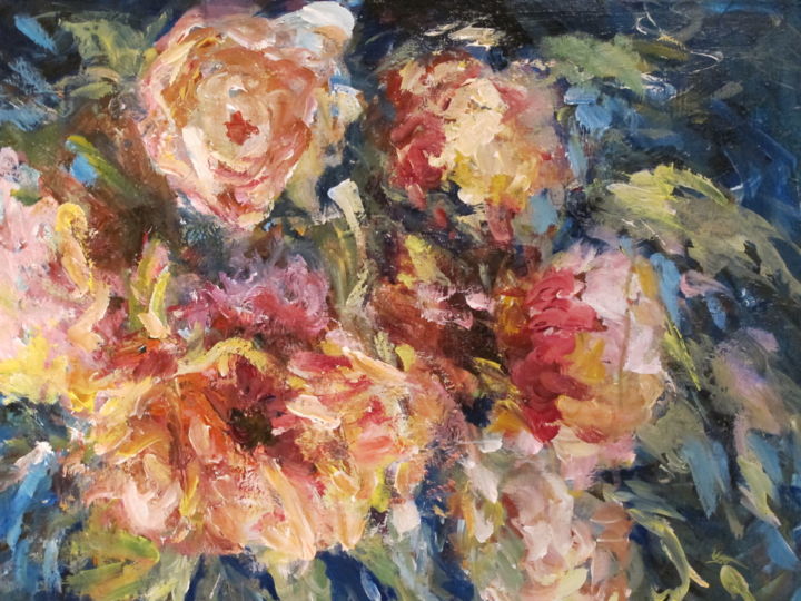 Painting titled "fleurs folles" by Marie-Odile Cesana, Original Artwork