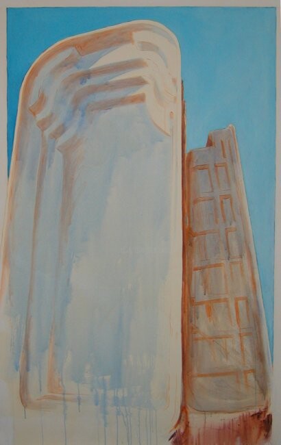 Painting titled "Monument 1" by Marie-Odile Ginies, Original Artwork